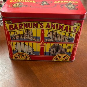 Animal Cracker Decorative Metal Tin, circa 1995
Circus theme